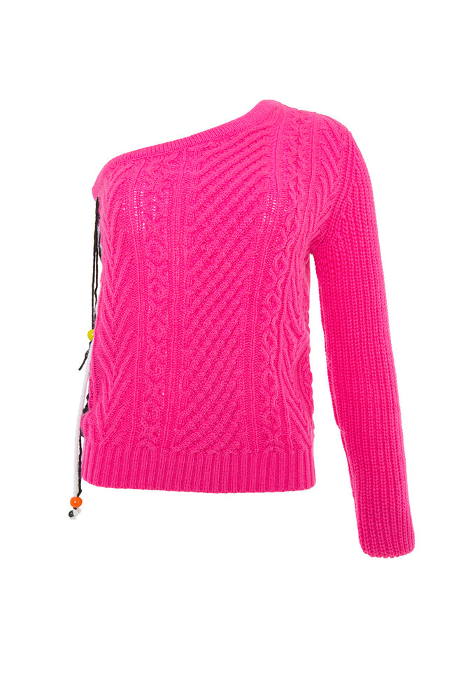 Mable One Shoulder Sweater in Pink