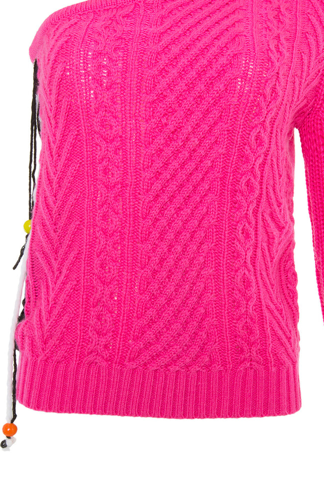 Mable One Shoulder Sweater in Pink