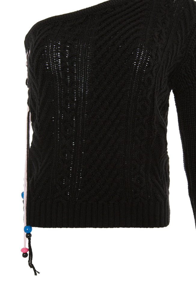 Mable One Shoulder Sweater in Black
