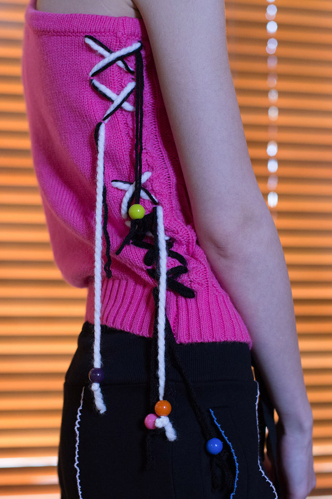 Mable One Shoulder Sweater in Pink