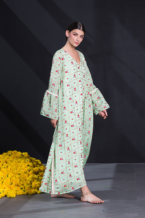 Veronica Embroidered Kaftan in Green