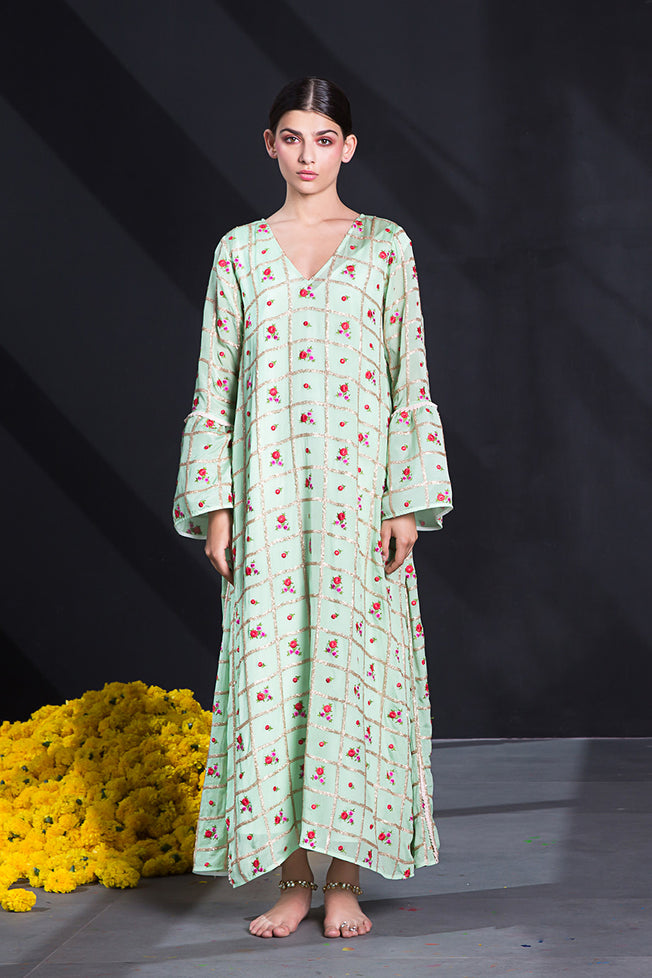 Veronica Embroidered Kaftan in Green