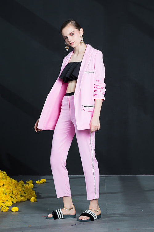 Marine Cropped Trousers in Pink