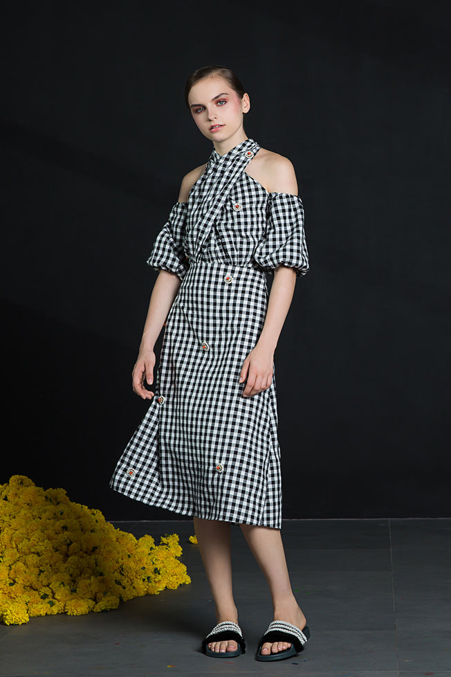 Maggie Checkered Midi Dress