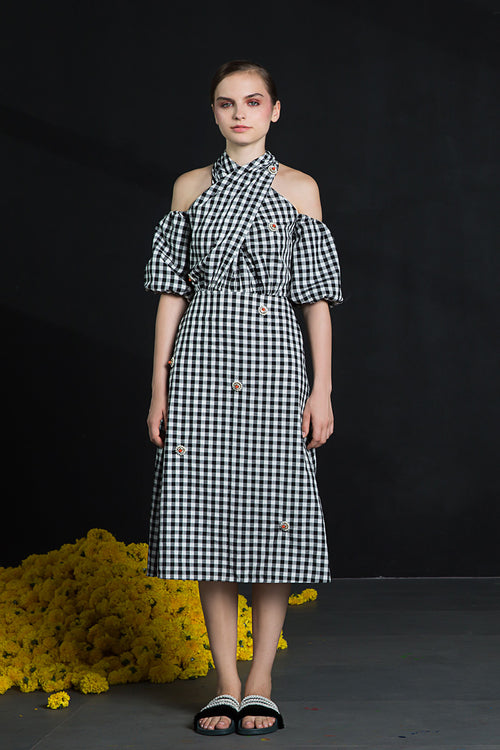 Maggie Checkered Midi Dress