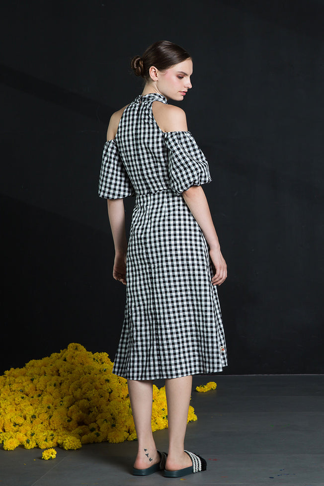 Maggie Checkered Midi Dress