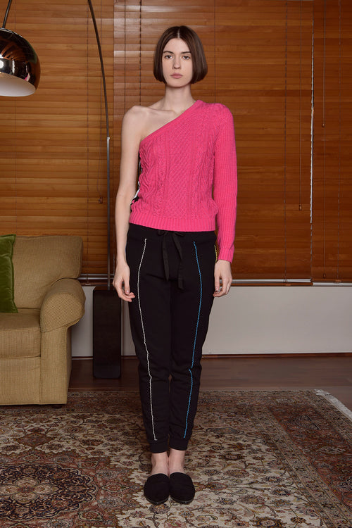 Mable One Shoulder Sweater in Pink